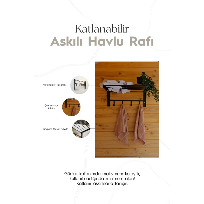 Duvara Monte Katlanabilir Çamaşır Askısı - 60x40 cm