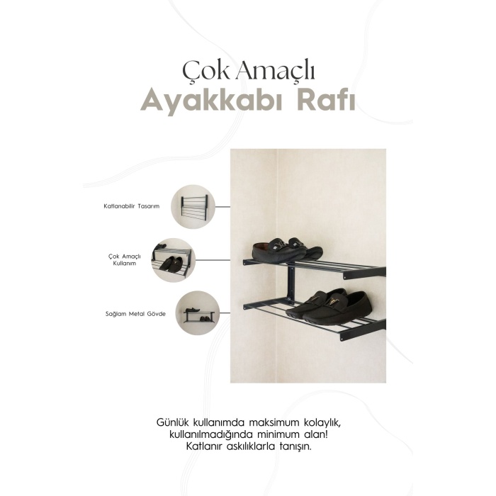 Katlanabilir Ayakkabı Rafı - 60x45 cm
