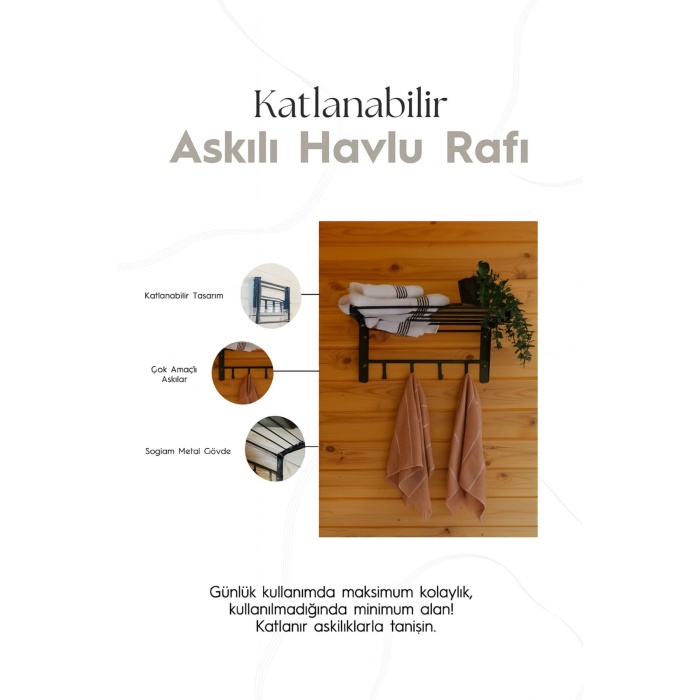 Duvara Monte Katlanabilir Çamaşır Askısı - 60x40 cm