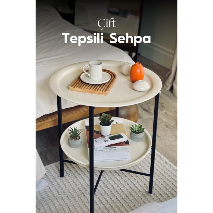 Katlanabilir Çift Tepsili Sehpa | Ev - Bahçe - Piknik - Ofis