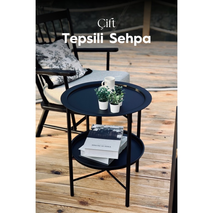 Katlanabilir Çift Tepsili Sehpa | Ev - Bahçe - Piknik - Ofis