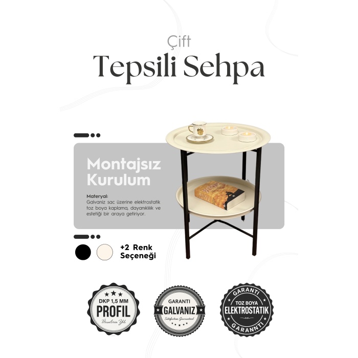 Katlanabilir Çift Tepsili Sehpa | Ev - Bahçe - Piknik - Ofis