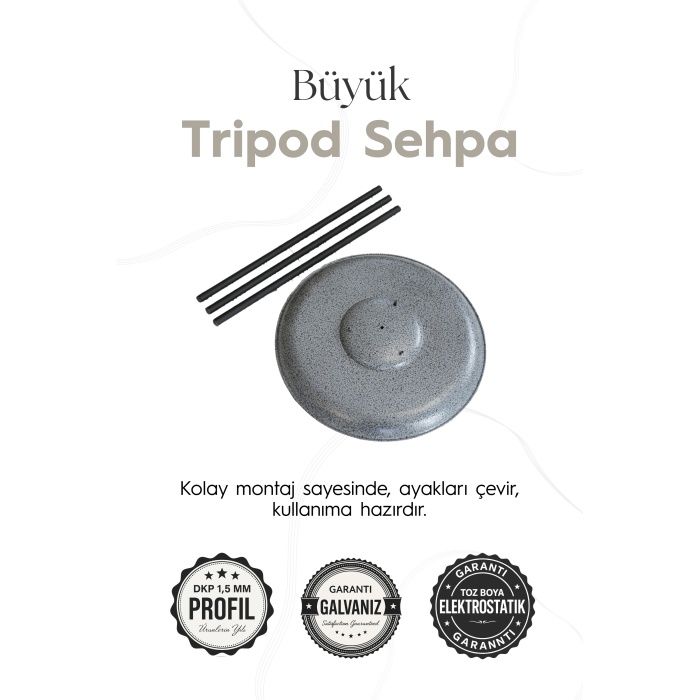 Tripod Büyük Tekli Sehpa | Ev - Bahçe - Piknik - Ofis