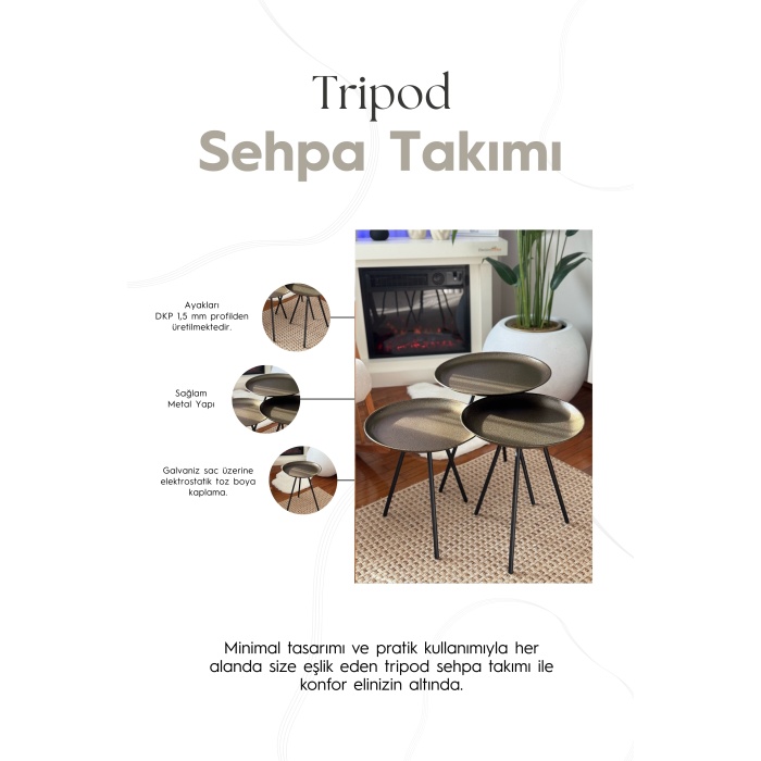 Tripod 3lü Sehpa | Ev - Bahçe - Piknik - Ofis