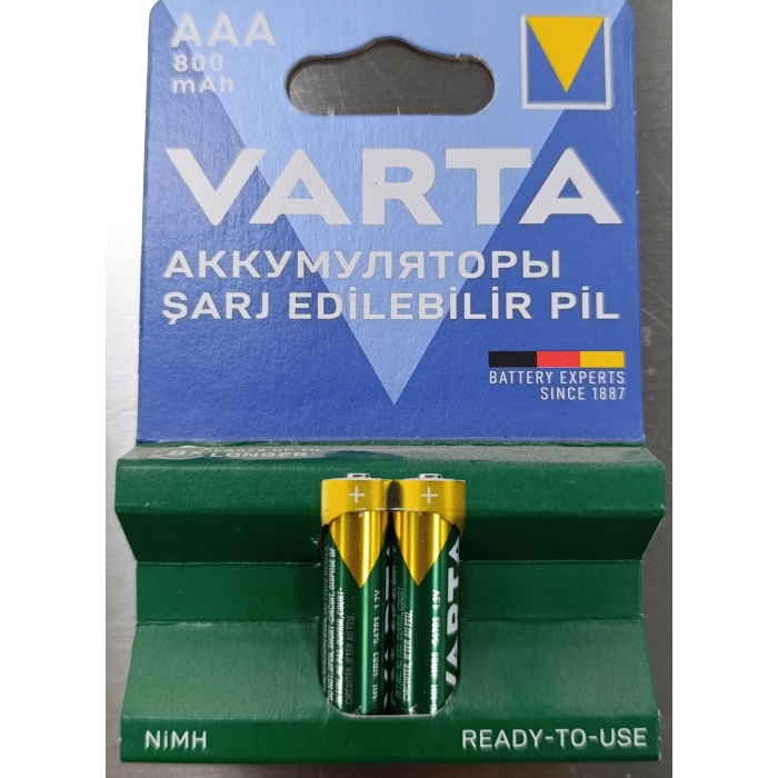 VARTA ŞARJ EDİLEBİLİR İNCE PİL AAA 800 mAh 2Lİ