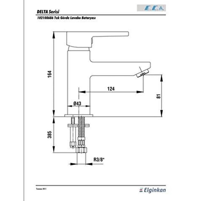 ECA 102108686 DELTA LAVABO BATARYASI