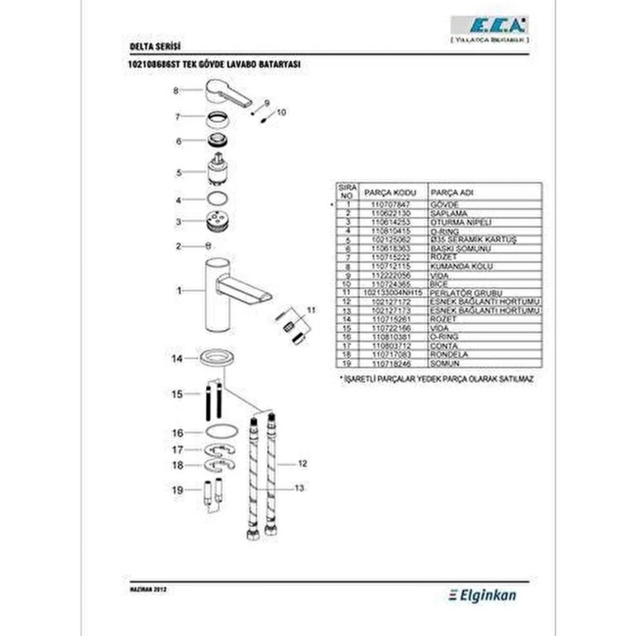 ECA 102108686 DELTA LAVABO BATARYASI