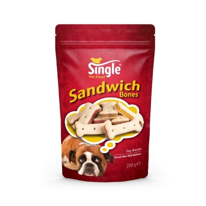 Sandwıch Kemik Şeklinde Köpek Ödül Bisküvisi 200 Gr.