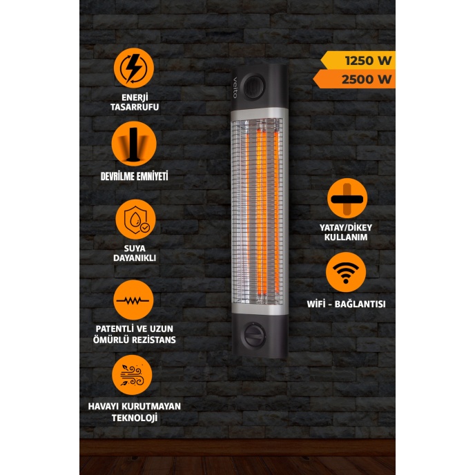 CH2500 TW BioCarbon Infrared Isıtıcı 2500 W – Duvar Tipi (Termostatlı)