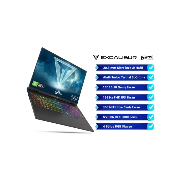 EXCALİBUR G915  İ7  32/1TB 5060 RTX GAMİNG LAPTOP