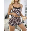 Leopar Desenli Şortlu Gecelik Pijama Takımı