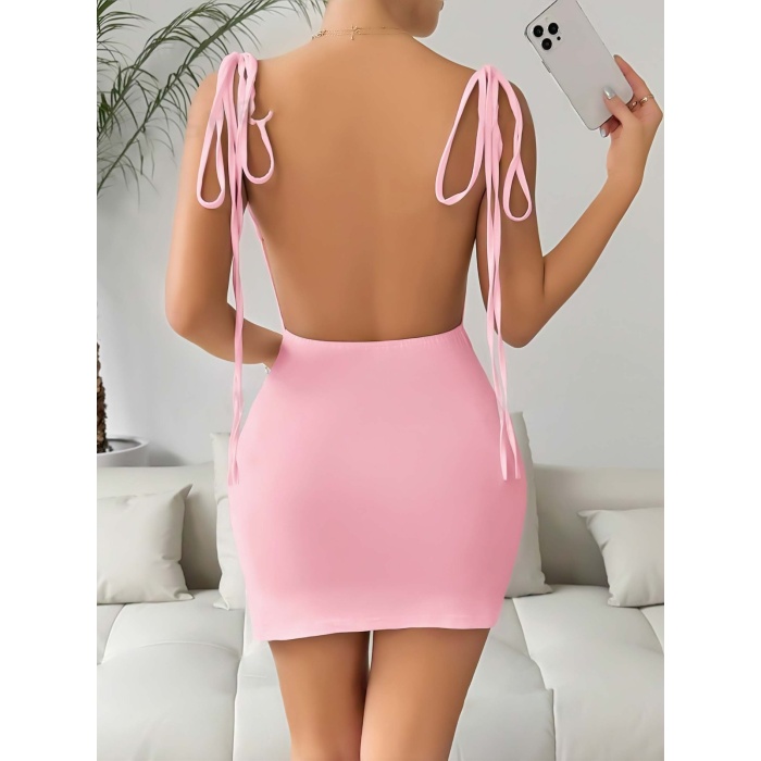Pembe Fantezi Clup Elbisesi