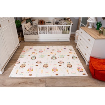 Owl Party Premium Bebek Oyun Matı / Halısı – 140x195 cm | 12 mm Kalınlık | Isı ve Darbe Yalıtımlı