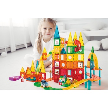 Magnetic Tiles 200 Parça Premium Manyetik Oyuncak/Bloklar Seti (Top+Araba) | Steam, Eğitici Bloklar