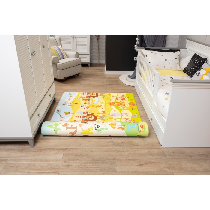 Happy Birthday Diamond Premium Bebek Oyun Matı / Halısı – 140x225 cm | 15 mm Kalınlık | Çift Taraflı | Isı ve Darbe Yalıtımlı