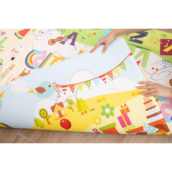 Happy Birthday Diamond Premium Bebek Oyun Matı / Halısı – 140x225 cm | 15 mm Kalınlık | Çift Taraflı | Isı ve Darbe Yalıtımlı