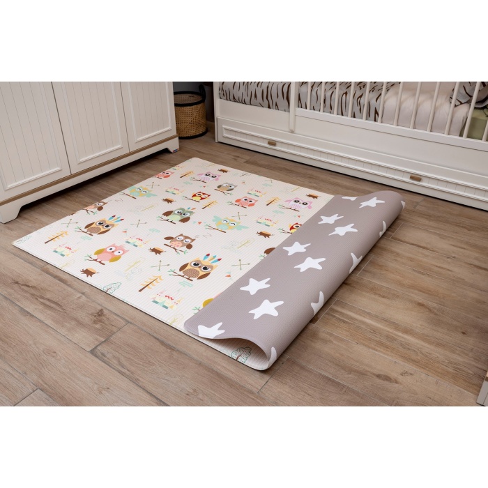 Owl Party Premium Bebek Oyun Matı / Halısı – 140x195 cm | 12 mm Kalınlık | Isı ve Darbe Yalıtımlı