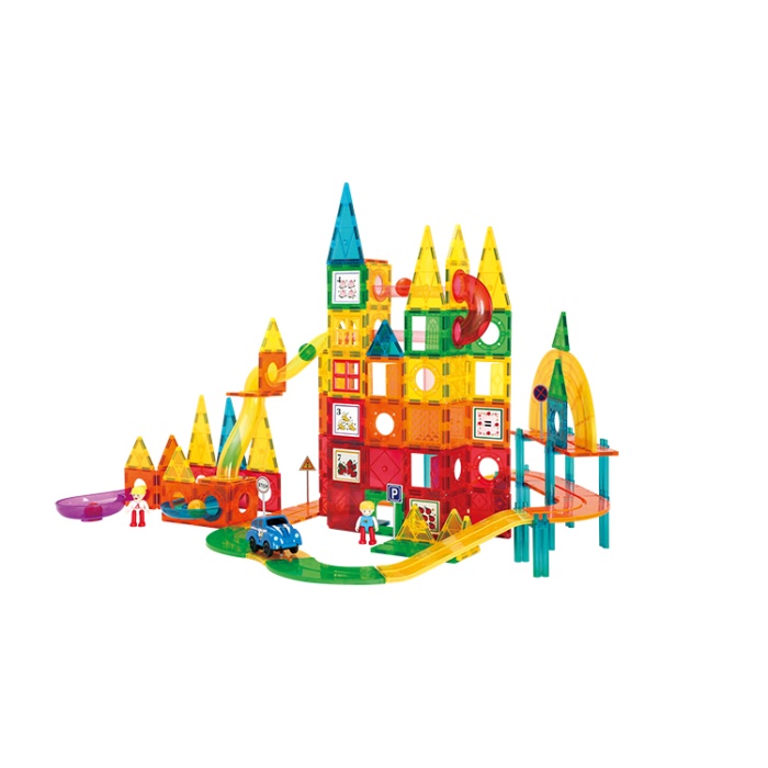 Magnetic Tiles 200 Parça Premium Manyetik Oyuncak/Bloklar Seti (Top+Araba) | Steam, Eğitici Bloklar