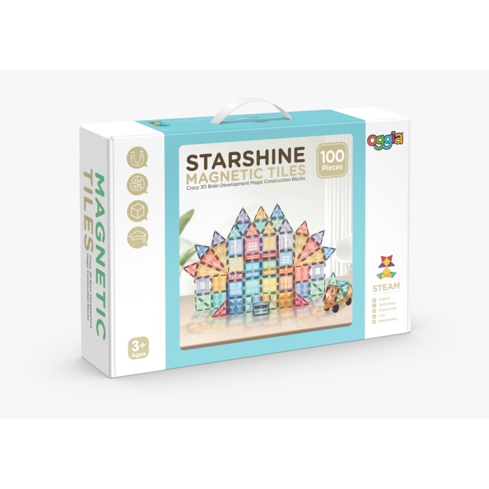 Starshine 100 Parçalı Premium Manyetik Oyuncak-Bloklar Seti Renkli Bloklar Seti | Steam, Eğitici Bloklar