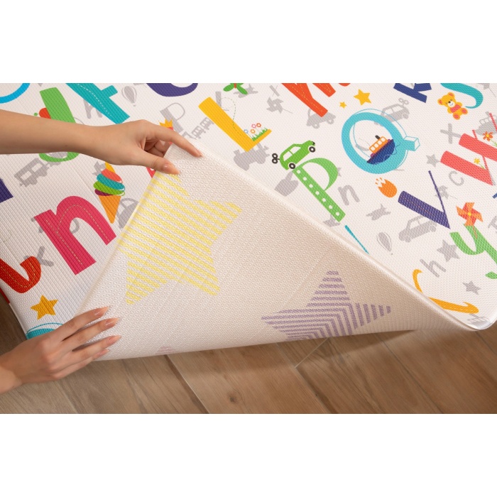 Toy Alphabet Premium Bebek Oyun Matı / Halısı – 140x195 cm | 12 mm Kalınlık | Isı ve Darbe Yalıtımlı, Çift Taraflı