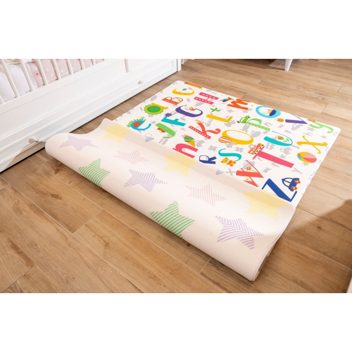 Toy Alphabet Premium Bebek Oyun Matı / Halısı – 140x195 cm | 12 mm Kalınlık | Isı ve Darbe Yalıtımlı, Çift Taraflı