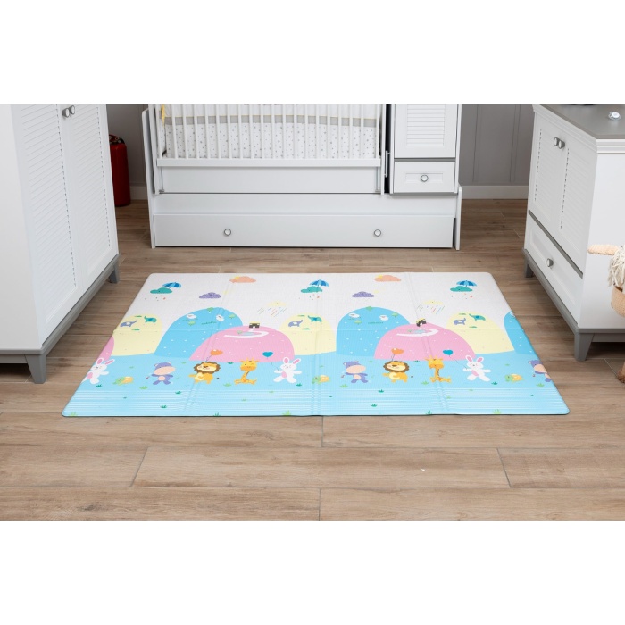 Animal Park Premium Katlamalı Bebek Oyun Matı / Halısı – 130x190 cm | 12 mm Kalınlık | Çift Taraflı, Taşınabilir, Isı ve Darbe Yalıtımlı
