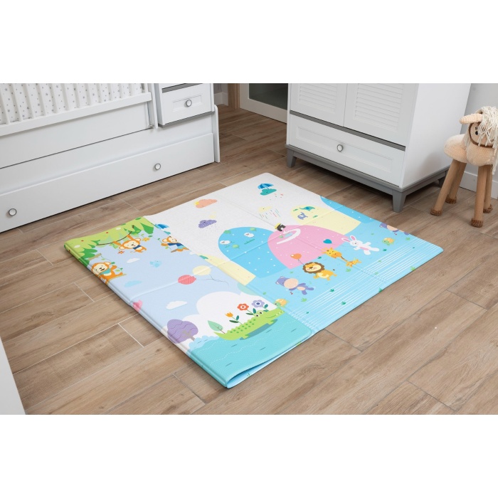 Animal Park Premium Katlamalı Bebek Oyun Matı / Halısı – 130x190 cm | 12 mm Kalınlık | Çift Taraflı, Taşınabilir, Isı ve Darbe Yalıtımlı