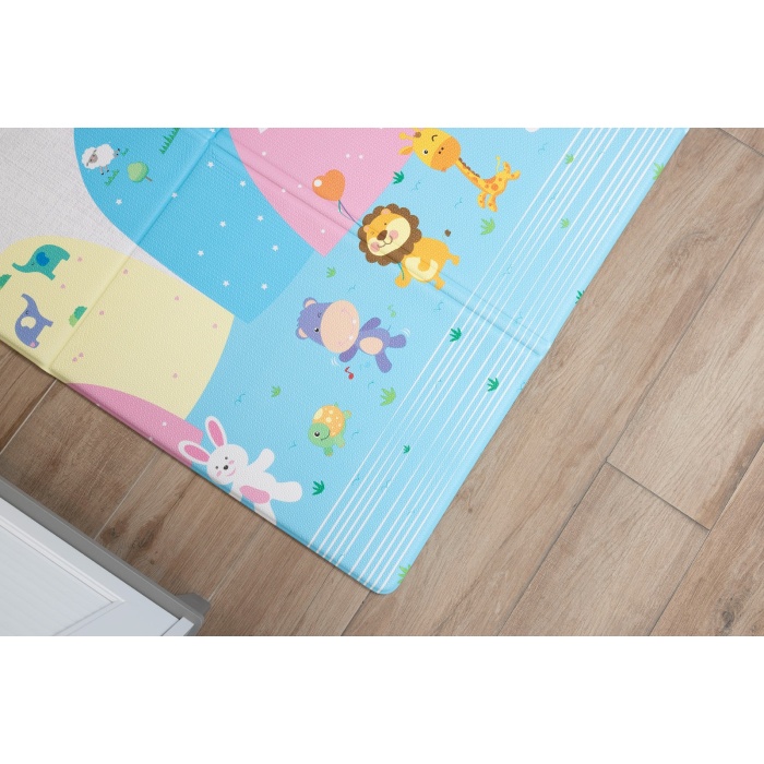 Animal Park Premium Katlamalı Bebek Oyun Matı / Halısı – 130x190 cm | 12 mm Kalınlık | Çift Taraflı, Taşınabilir, Isı ve Darbe Yalıtımlı