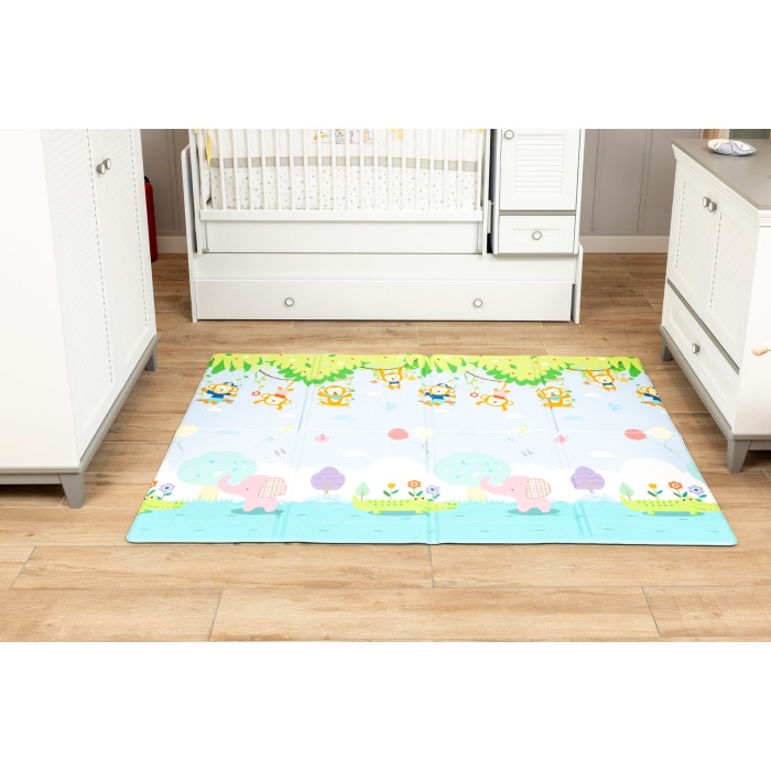 Animal Park Premium Katlamalı Bebek Oyun Matı / Halısı – 130x190 cm | 12 mm Kalınlık | Çift Taraflı, Taşınabilir, Isı ve Darbe Yalıtımlı