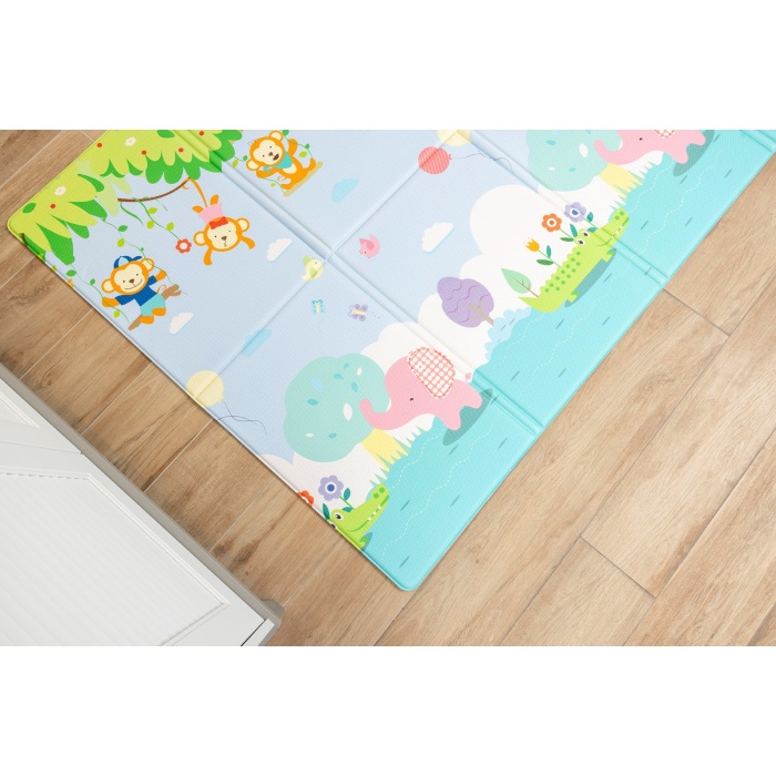 Animal Park Premium Katlamalı Bebek Oyun Matı / Halısı – 130x190 cm | 12 mm Kalınlık | Çift Taraflı, Taşınabilir, Isı ve Darbe Yalıtımlı