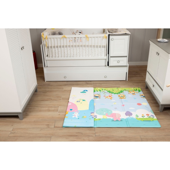 Animal Park Premium Katlamalı Bebek Oyun Matı / Halısı – 130x190 cm | 12 mm Kalınlık | Çift Taraflı, Taşınabilir, Isı ve Darbe Yalıtımlı