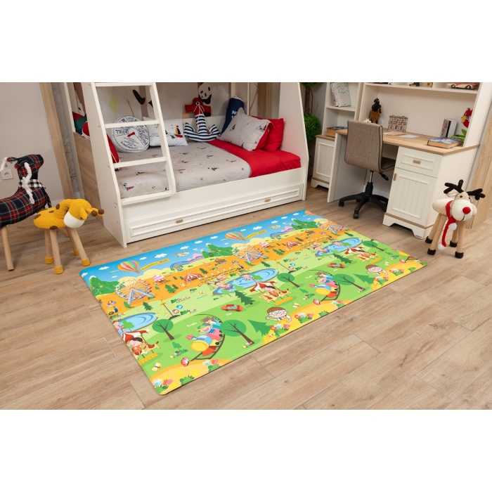 Asument Park Premium Bebek Oyun Matı / Halısı – 140x225 cm | 12 mm Kalınlık | Isı ve Darbe Yalıtımlı, Çift Taraflı