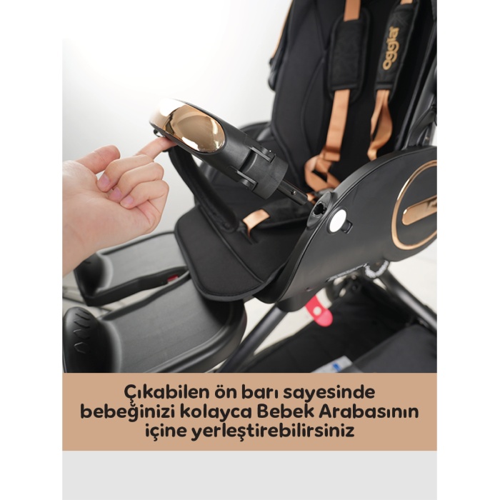 V9-Siyah Premium Bebek Arabası – Çift Yönlü, Yüksek Manzara Görünümü, 170° Yatış Açısı
