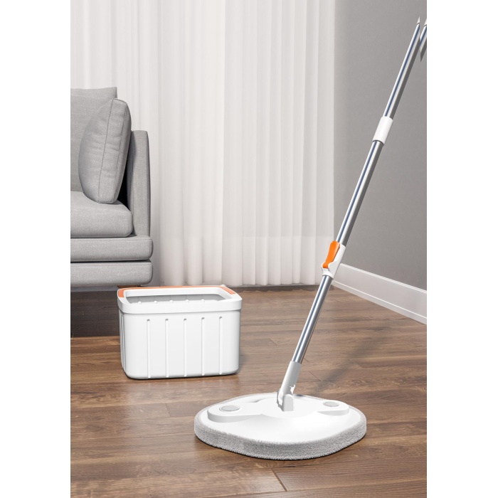 Temiz Kirli Suyu Ayırma Özellikli Mop Seti-paspas Beyaz Kare Mop 1 Mikrofiber Bez Hediye mop Toplam 2 adet Bez