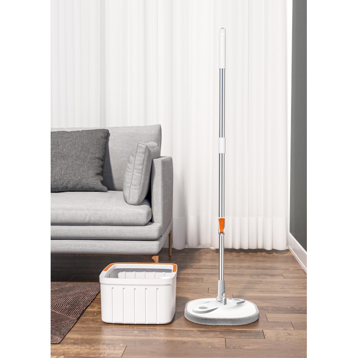 Temiz Kirli Suyu Ayırma Özellikli Mop Seti-paspas Beyaz Kare Mop 1 Mikrofiber Bez Hediye mop Toplam 2 adet Bez