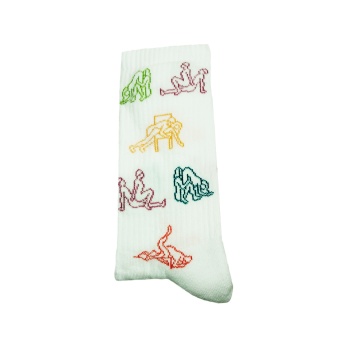 Beyaz Uzun Kolej Çorabı Erotik Pozisyon Desenli Kışlık Kalın Çorap 1 Adet