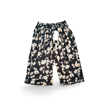 Dökümlü Desenli Yumuşak Viskon Kumaş Battal Beli Lastikli Kadın Jumbo Kapri Desen 5