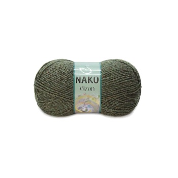 1 Adet Vizon Premium Akrilik El Örgü İpi Yünü Renk No:23520 Melanj Haki