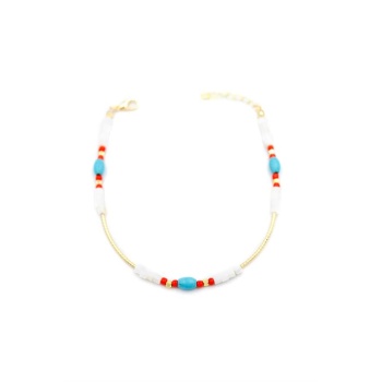 Boncuklu Halhal - Beyaz