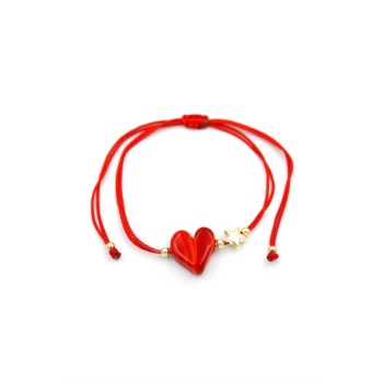 Kalp İp Bileklik - Kırmızı