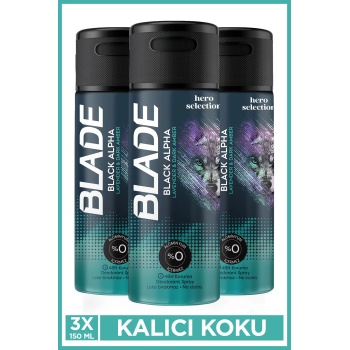 3 Adet Blade Hero Selection Serisi Black Alpha Erkek Deodorant 150 Ml