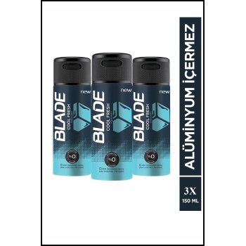 3 Adet Blade Cool Fresh Erkek Deodorant 150 Ml Hızlı Kurur Leke Bırakmaz