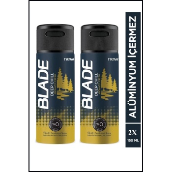 2 Adet Blade Deep Chill Erkek Deodorant 150 Ml Hızlı Kurur, Leke Bırakmaz