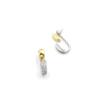 Taşlı Halka Küpe - Altın