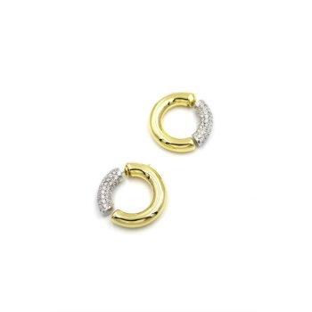 Taşlı Halka Küpe - Altın