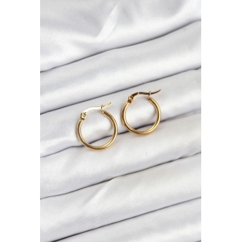 316L Çelik Gold Renk 15 mm Halka Kadın Küpe - TJ-BKP11225