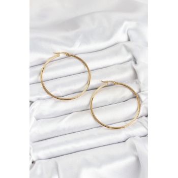 316L Çelik Gold Renk 45 mm Halka Kadın Küpe - TJ-BKP11227