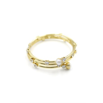 Kalp Taşlı Sarmal Bilezik - Altın