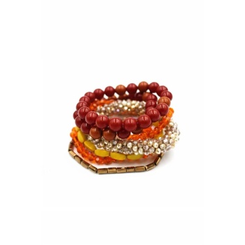 Çoklu Boncuklu Lastkli Bilezik - ÇOK RENKLİ