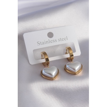 316L Çelik Gold Renk Kalp Model Kadın Küpe - TJ-BKP7458